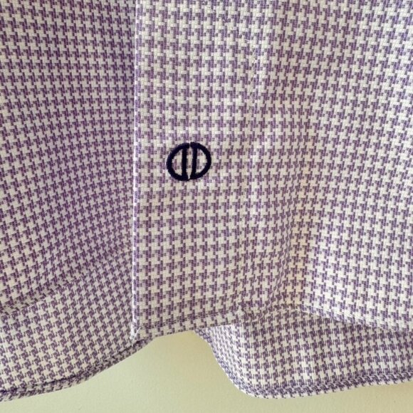 David Donahue Men’s Trim Fit Houndstooth Long Sleeve Button-Up Shirt - Picture 4 of 8